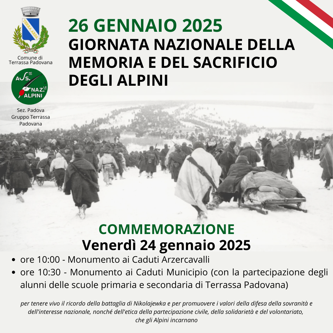 26 Gennaio 2025 - Giornata Nazionale della Memoria e del Sacrificio degli Alpini